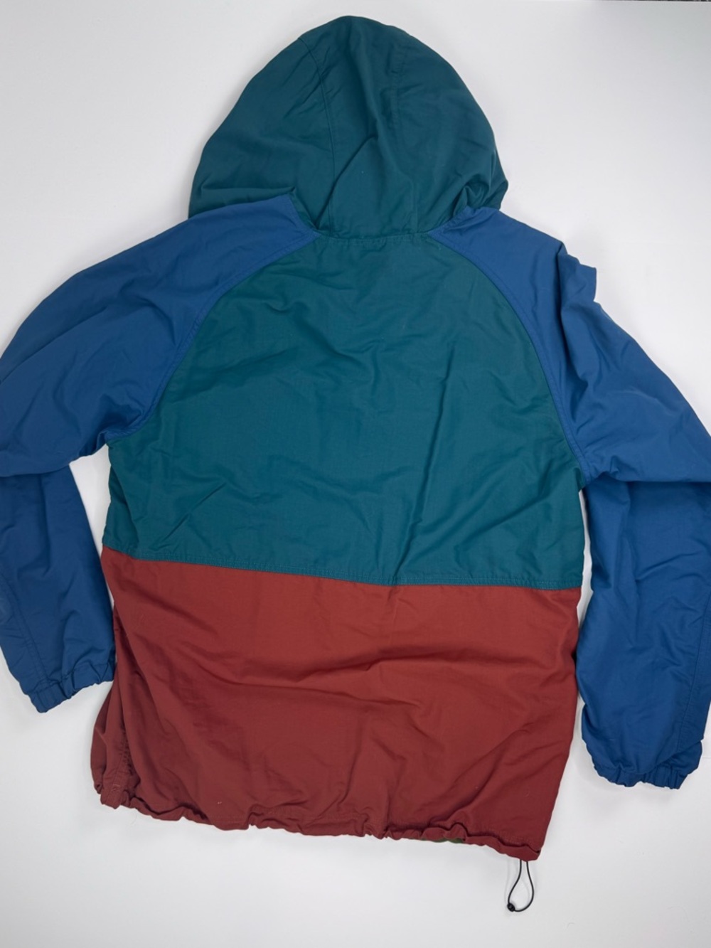 L.L. Bean Teal, Blue, Olive & Rust Colorblock Hooded Anorak - Picture 3 of 4